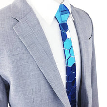 Load image into Gallery viewer, Men's Mirror Acrylic Neckties | Blue Mirror | Hexagon Blue Hexagon