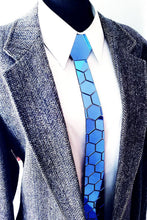 Load image into Gallery viewer, Men's Mirror Acrylic Neckties | Blue Mirror | Hexagon Blue Hexagon