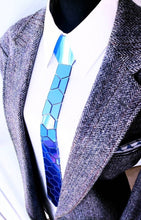 Load image into Gallery viewer, Men's Mirror Acrylic Neckties | Blue Mirror | Hexagon Blue Hexagon
