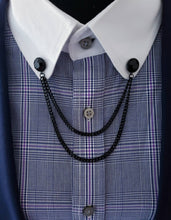 Load image into Gallery viewer, 12×12mm Black Facet Collar Pin with Chain