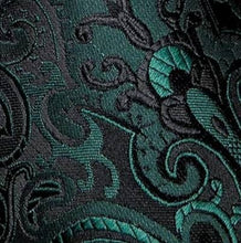 Load image into Gallery viewer, Men's Green Gold Floral Classic Silk Tie Necktie Set