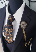 Load image into Gallery viewer, Crystal Rhinestones Lapel Pin with Gold Chains