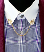 Load image into Gallery viewer, Unisex Bow Lapel Collar Pin with Chain