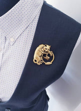 Load image into Gallery viewer, Bad Kitty Cat & Fish Brooch Pin