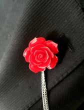 Load image into Gallery viewer, Flower Lapel Pin with 2 Gold or Silver Chains