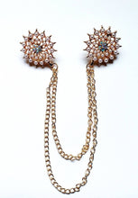 Load image into Gallery viewer, Crystal Rhinestones Pearls Flower Collar Pin