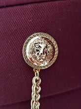Load image into Gallery viewer, Extra Long Crystal Lapel Pin with Two Gold Chains