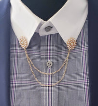 Load image into Gallery viewer, Crystal Rhinestones Pearls Flower Collar Pin