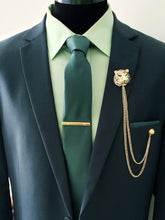 Load image into Gallery viewer, Crystal Tiger Lapel Pin with 2 Gold or Silver Chains