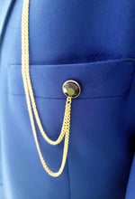 Load image into Gallery viewer, Gold Axe Lapel Pin with Gold Chains/Black Brooch