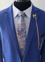 Load image into Gallery viewer, Gold Axe Lapel Pin with Gold Chains/Black Brooch