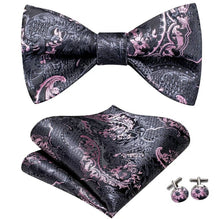 Load image into Gallery viewer, Silk Bowtie (Self-Tie) & Pocket Square with Woven Cufflink Set | Self-Tied Bowtie Set | Bowtie | Men's Bowtie, Neck Tie, Groomsmen, Grooms