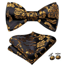 Load image into Gallery viewer, Silk Bowtie (Self-Tie) & Pocket Square with Woven Cufflink Set | Self-Tied Bowtie Set | Bowtie | Men's Bowtie, Neck Tie, Groomsmen, Grooms