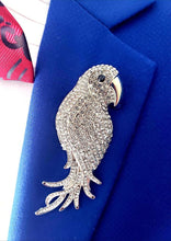 Load image into Gallery viewer, White Rhinestones Crystal Parrot Brooch Pin
