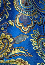 Load image into Gallery viewer, Men's Blue Gold Floral Silk Necktie Set