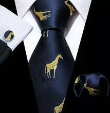 Load image into Gallery viewer, Men's Gold Zebra Classic Silk Tie Necktie Set
