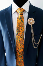 Load image into Gallery viewer, Elegant Flower Crystal Lapel Pin with 2 Gold Chains