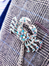 Load image into Gallery viewer, AB Crystal Multi-colored Pearl Crab Lapel Pin