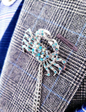 Load image into Gallery viewer, AB Crystal Multi-colored Pearl Crab Lapel Pin