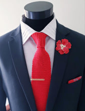 Load image into Gallery viewer, Clear Crystal Red Flower Brooch Pin