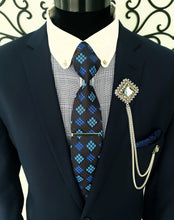 Load image into Gallery viewer, Crystal Rhinestones Lapel Pin with Silver Chains