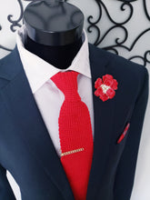 Load image into Gallery viewer, Clear Crystal Red Flower Brooch Pin