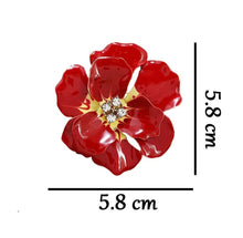 Load image into Gallery viewer, Clear Crystal Red Flower Brooch Pin