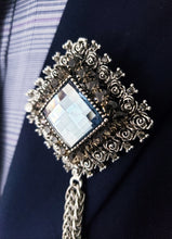 Load image into Gallery viewer, Crystal Rhinestones Lapel Pin with Silver Chains