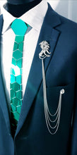 Load image into Gallery viewer, Crystal Lion Lapel Pin with 4 Silver Chains