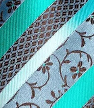 Load image into Gallery viewer, Men's Turquoise Brown Floral Silk Necktie Set