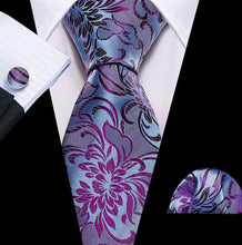 Load image into Gallery viewer, Men's Silk Necktie Pocket Square Cufflink Set