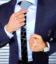 Load image into Gallery viewer, Black Mirror Acrylic Hexagon Necktie
