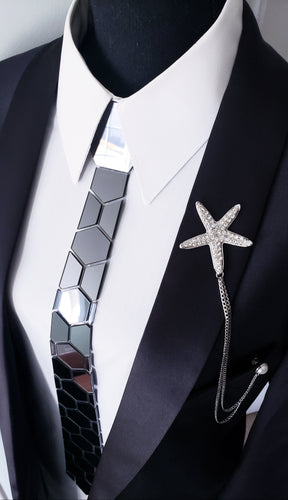 Black Mirror Acrylic Hexagon Necktie