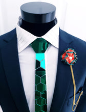 Load image into Gallery viewer, Green Mirror Acrylic Hexagon Necktie
