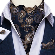 Load image into Gallery viewer, Silk Ascot &amp; Pocket Square with Woven Cufflink Set
