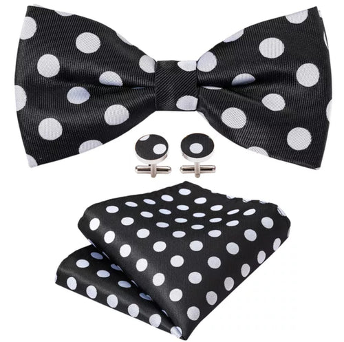 Silk Bowtie & Pocket Square with Woven Cufflink Set  
