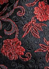 Load image into Gallery viewer, Men&#39;s Black Red Silk Necktie Pocket Square Set
