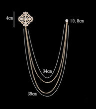 Load image into Gallery viewer, Elegant Crystal Rhinestone Lapel Pin with Chains
