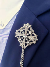 Load image into Gallery viewer, Elegant Crystal Rhinestone Lapel Pin with Chains
