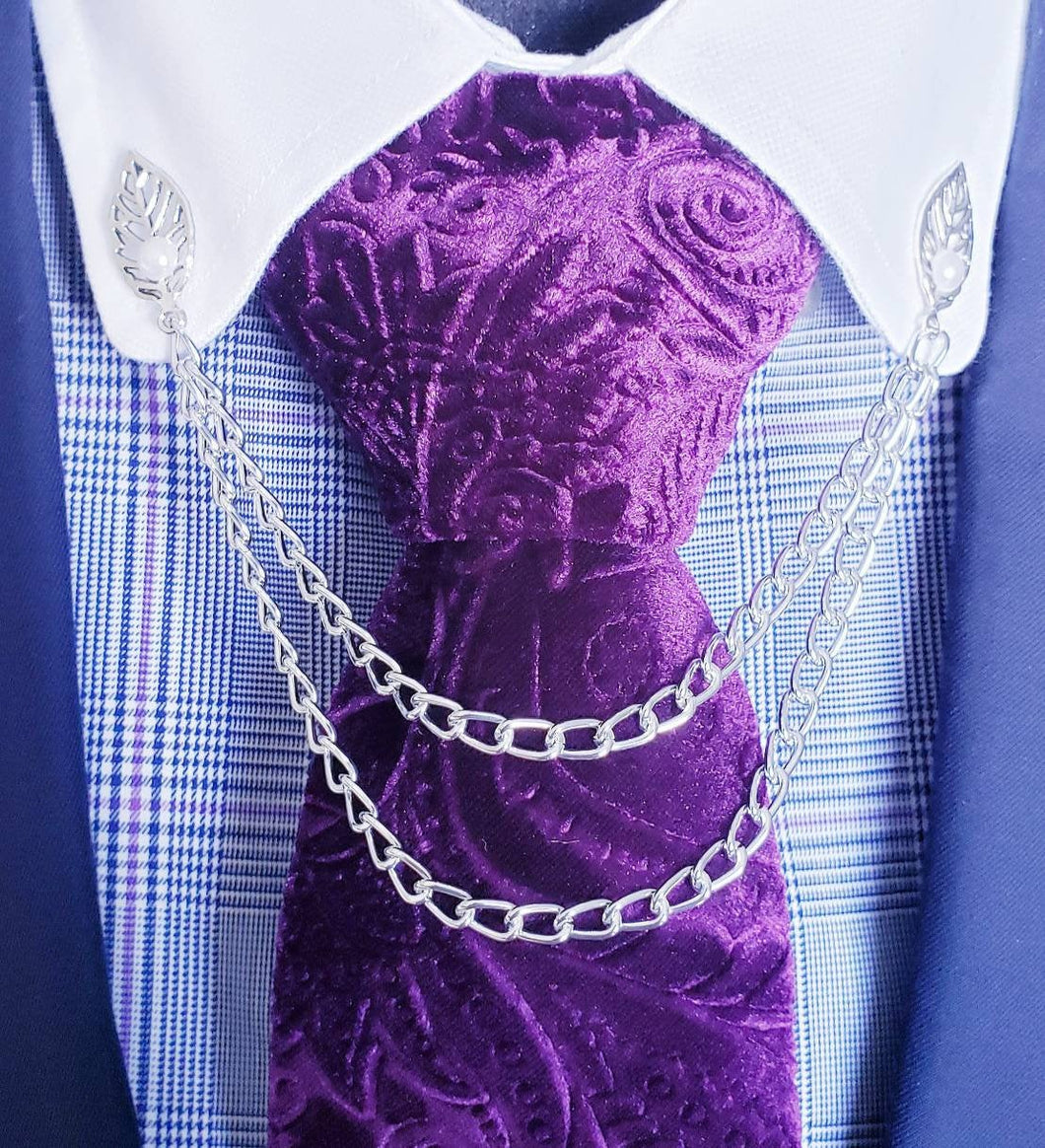 Pearl Leaf Collar Chain Pin