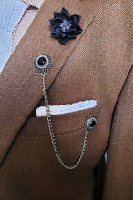 Load image into Gallery viewer, Black Collar Lapel Pin with Chain
