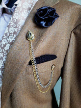 Load image into Gallery viewer, Elegant Crystal Lapel Pin With Silver &amp; Gold Chains
