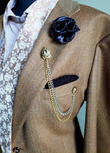 Load image into Gallery viewer, Elegant Crystal Lapel Pin With Silver &amp; Gold Chains
