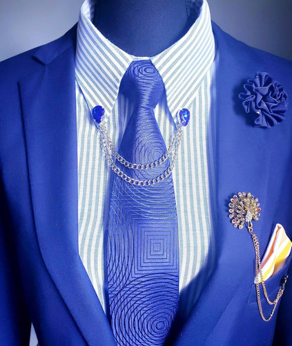 Teardrop Crystal Lapel Collar Pin with Chain