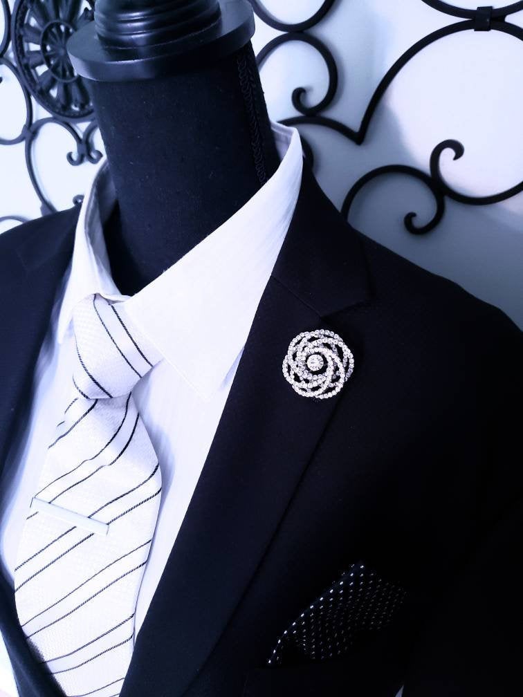 Swirling Crystal Lapel Brooch Pins