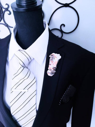 Metal Half Face Lapel Brooch Pin