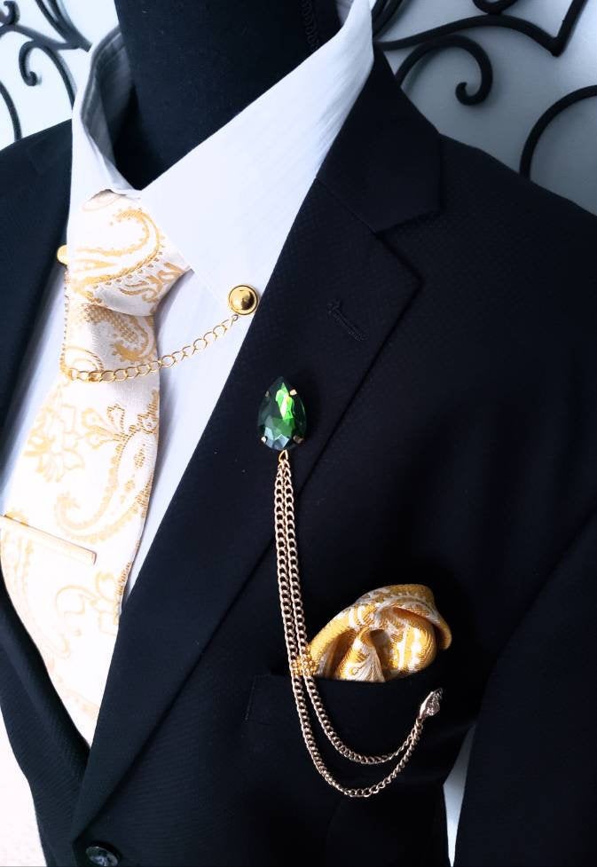 Emerald Green Crystal Lapel Pin
