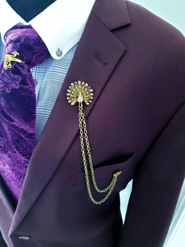 Crystal Peacock Lapel Pin