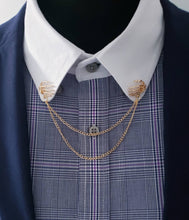 Load image into Gallery viewer, Double Chain Skeleton Hands Collar Pin 
