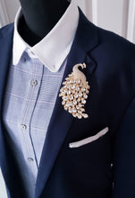 Load image into Gallery viewer, Peacock Crystal Brooch Rhinestone Bridal Pin
